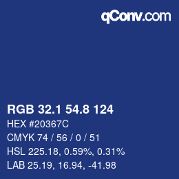 カラーコード: RGB 32.1 54.8 124 | qconv.com