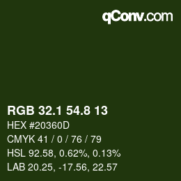 カラーコード: RGB 32.1 54.8 13 | qconv.com