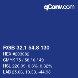 カラーコード: RGB 32.1 54.8 130 | qconv.com