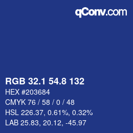 カラーコード: RGB 32.1 54.8 132 | qconv.com