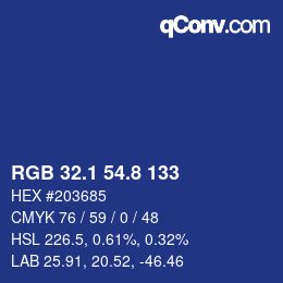 Color code: RGB 32.1 54.8 133 | qconv.com