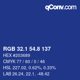 Color code: RGB 32.1 54.8 137 | qconv.com