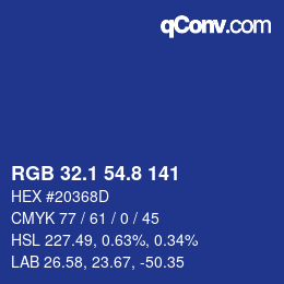 Farbcode: RGB 32.1 54.8 141 | qconv.com