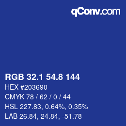 カラーコード: RGB 32.1 54.8 144 | qconv.com