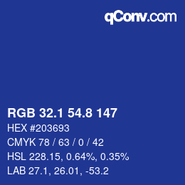 カラーコード: RGB 32.1 54.8 147 | qconv.com