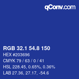 カラーコード: RGB 32.1 54.8 150 | qconv.com