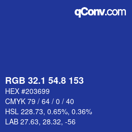 カラーコード: RGB 32.1 54.8 153 | qconv.com