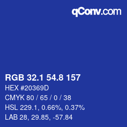 カラーコード: RGB 32.1 54.8 157 | qconv.com