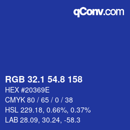 カラーコード: RGB 32.1 54.8 158 | qconv.com
