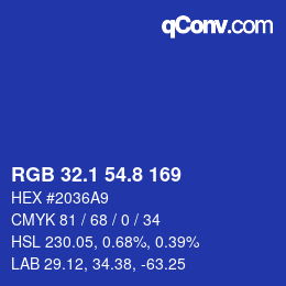 カラーコード: RGB 32.1 54.8 169 | qconv.com