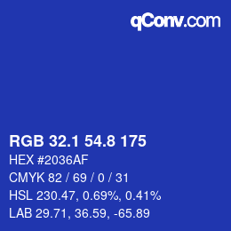 カラーコード: RGB 32.1 54.8 175 | qconv.com