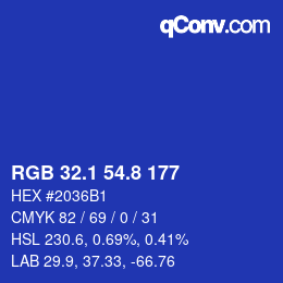 カラーコード: RGB 32.1 54.8 177 | qconv.com