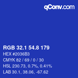 カラーコード: RGB 32.1 54.8 179 | qconv.com