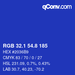 カラーコード: RGB 32.1 54.8 185 | qconv.com