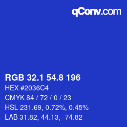 カラーコード: RGB 32.1 54.8 196 | qconv.com
