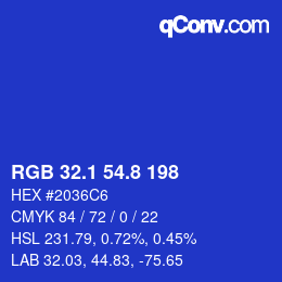 カラーコード: RGB 32.1 54.8 198 | qconv.com