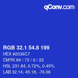 カラーコード: RGB 32.1 54.8 199 | qconv.com