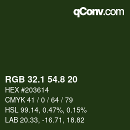 Color code: RGB 32.1 54.8 20 | qconv.com