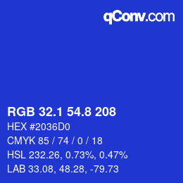 カラーコード: RGB 32.1 54.8 208 | qconv.com