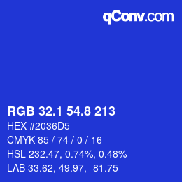 カラーコード: RGB 32.1 54.8 213 | qconv.com