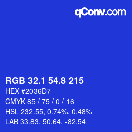カラーコード: RGB 32.1 54.8 215 | qconv.com