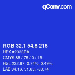 カラーコード: RGB 32.1 54.8 218 | qconv.com
