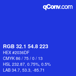 カラーコード: RGB 32.1 54.8 223 | qconv.com
