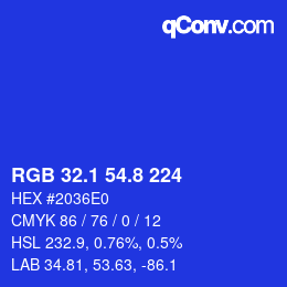 カラーコード: RGB 32.1 54.8 224 | qconv.com