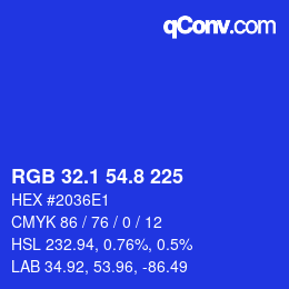 カラーコード: RGB 32.1 54.8 225 | qconv.com