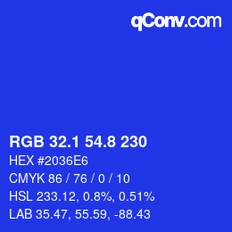 カラーコード: RGB 32.1 54.8 230 | qconv.com