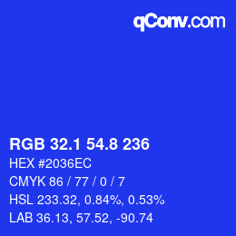カラーコード: RGB 32.1 54.8 236 | qconv.com