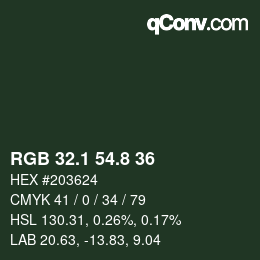 Color code: RGB 32.1 54.8 36 | qconv.com