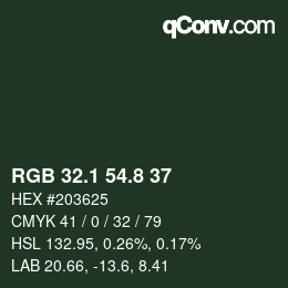 カラーコード: RGB 32.1 54.8 37 | qconv.com
