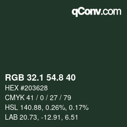 Color code: RGB 32.1 54.8 40 | qconv.com