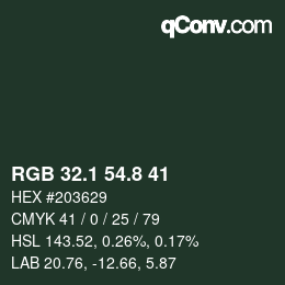 Color code: RGB 32.1 54.8 41 | qconv.com