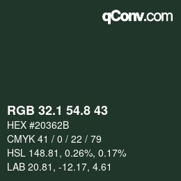 Color code: RGB 32.1 54.8 43 | qconv.com