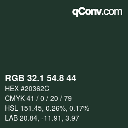 カラーコード: RGB 32.1 54.8 44 | qconv.com