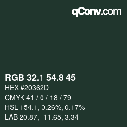 Color code: RGB 32.1 54.8 45 | qconv.com