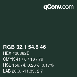 Color code: RGB 32.1 54.8 46 | qconv.com