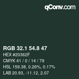 カラーコード: RGB 32.1 54.8 47 | qconv.com