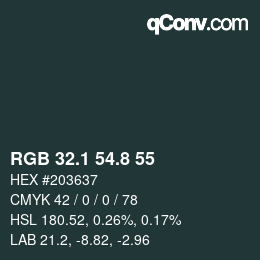 Color code: RGB 32.1 54.8 55 | qconv.com
