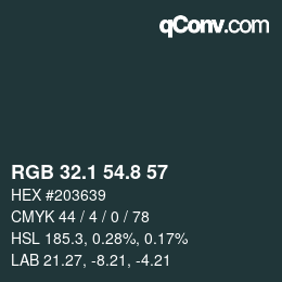 カラーコード: RGB 32.1 54.8 57 | qconv.com
