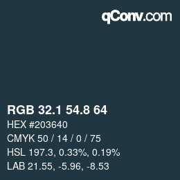 Color code: RGB 32.1 54.8 64 | qconv.com