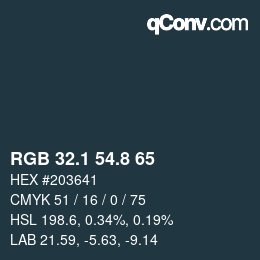 カラーコード: RGB 32.1 54.8 65 | qconv.com