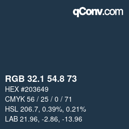 カラーコード: RGB 32.1 54.8 73 | qconv.com