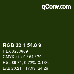 Color code: RGB 32.1 54.8 9 | qconv.com