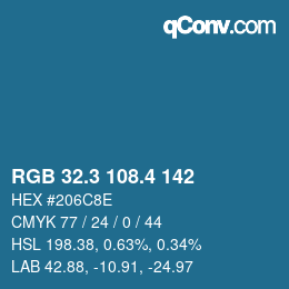 カラーコード: RGB 32.3 108.4 142 | qconv.com