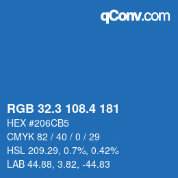 カラーコード: RGB 32.3 108.4 181 | qconv.com