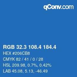 カラーコード: RGB 32.3 108.4 184.4 | qconv.com