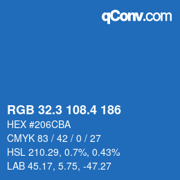 カラーコード: RGB 32.3 108.4 186 | qconv.com